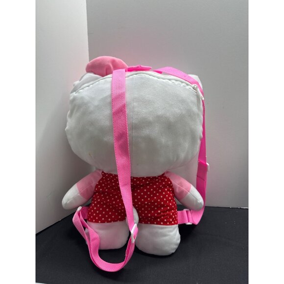 Hello Kitty Plush Backpack With Pink Straps & Red Polka Dot Overalls For Kids - Picture 3 of 10